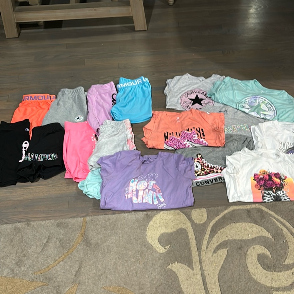 Spring summer clothing lot YL VGUC 8 shirts 9 shorts UA champion converse